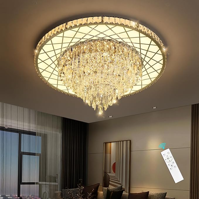 Luxury Modern Crystal Chandelier Lighting Elegant Dining Room Living Room Fixture Chandeliers with 60W LED Dimmable Lights Gold