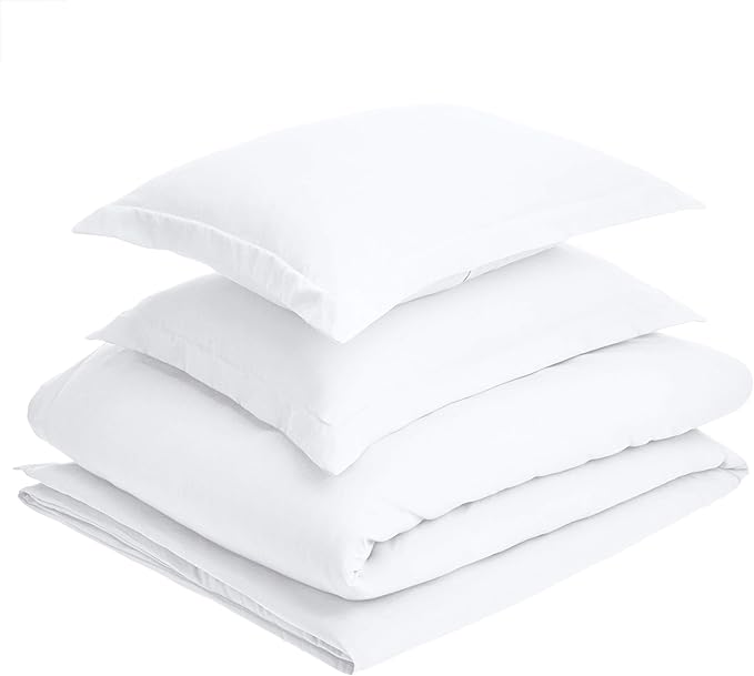 Amazon Basics Light-Weight 3 piece Microfiber Duvet Cover Set with Zipper Closure - King, 4 Pack, 108"x94", Bright White, Solid