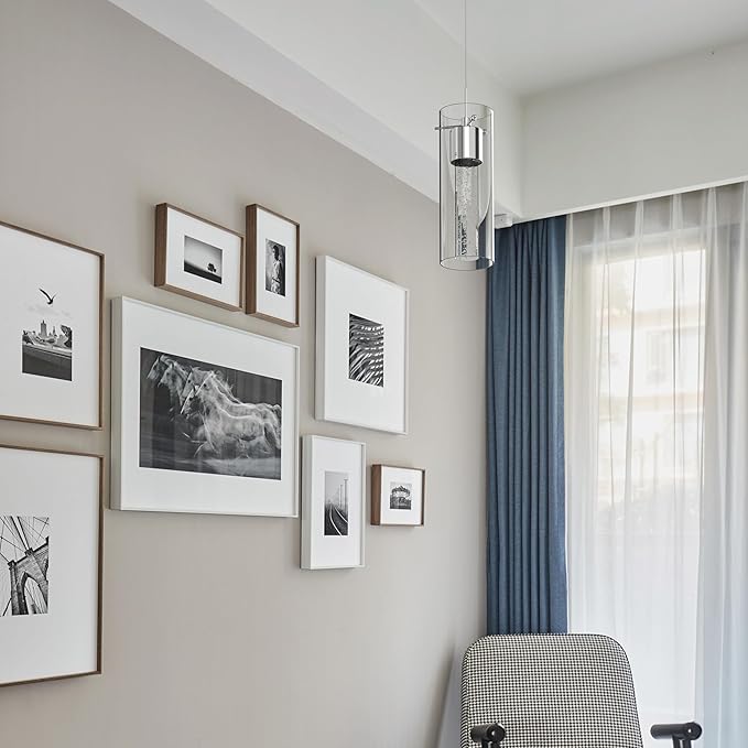 Alice 1-Light Pendant Ceiling Light Fixture, Integrated Led and Premium Bubble Glass, for Kitchen Island, Hallway, Entryway, Passway, Dining Room, Bedroom, Balcony Living Room