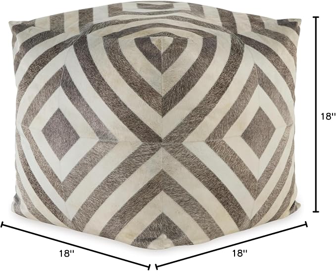 Signature Design by Ashley Hartselle Casual Geometric Patterned Pouf 18 x 18 Inches, Beige & Light Brown
