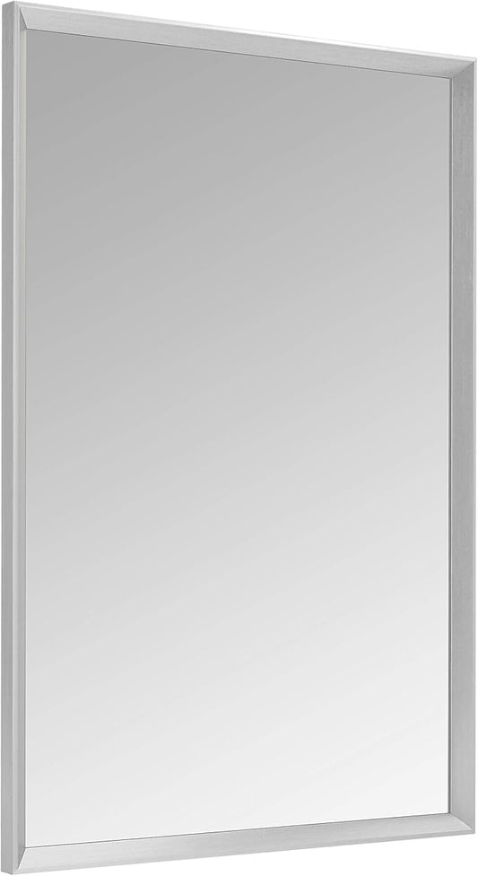 Amazon Basics Rectangular Wall Mount Mirror, Peaked Trim, Nickel, 24" x 36"