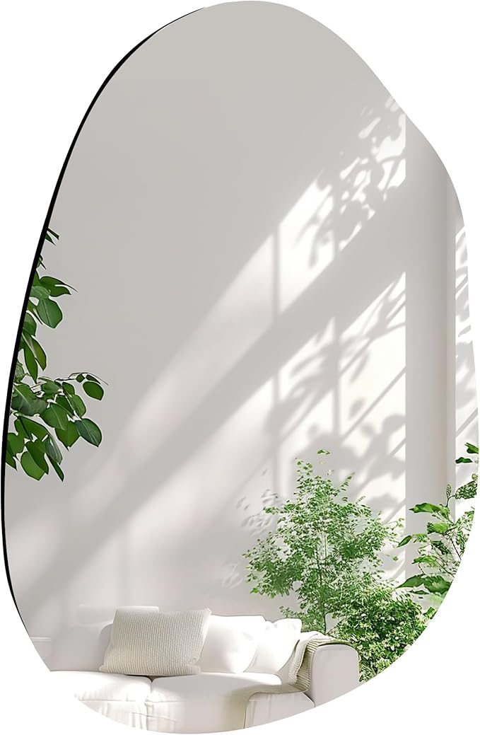 Irregular Wall Mirror 22x30 Inch, Asymmetrical Frameless Bathroom Mirrors with Tempered Glass for Living Room Bedroom,Decorative Modern Wall Decor