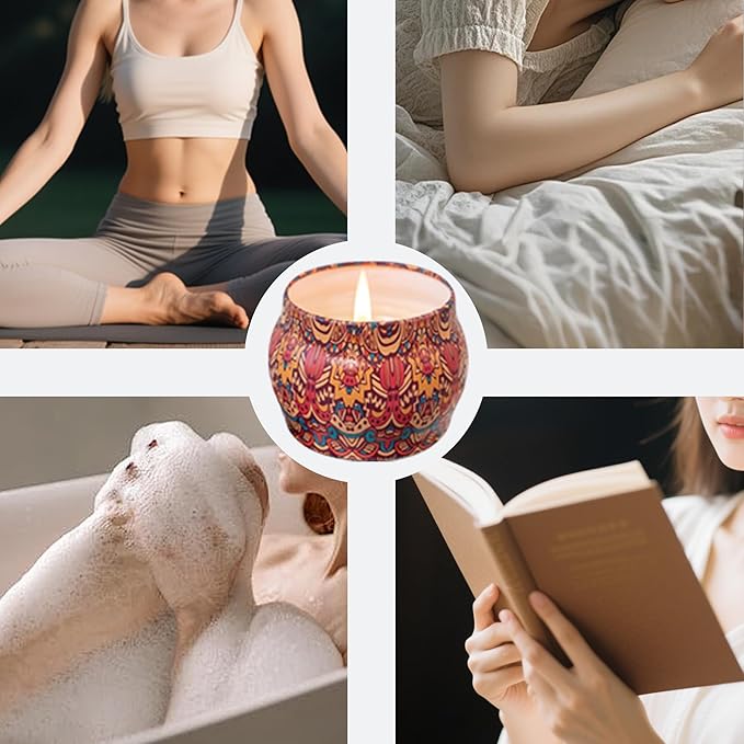 Topadorn 4 Pack Scented Candles Gift Set - Soy Wax Aromatherapy Candles for Home, Relaxation, Meditation, Yoga - Long Lasting Fragrance (Lavender, Vanilla, Citrus, Eucalyptus)