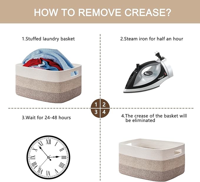 OIAHOMY 108L Large Cotton Rope Basket, Rectangle Woven Baskets for Storage, Nursery Blanket Storage Living Room, Toy Basket With Handle-25”x16”x16”-Gradient Yellow