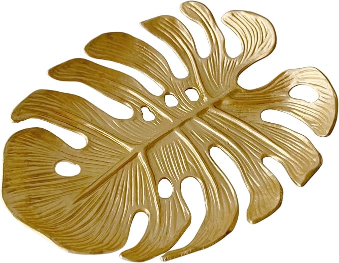 Metal Jewelry Dish, Leaf Shaped Ring Holder Jewelry Organizer, Trinket Dish Vanity Tray for Dresser Christmas Birthday Wedding Gifts Turtle Bay-Gold