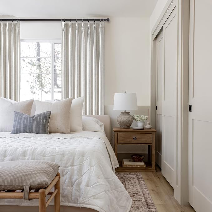 Topfinel 100 Inch Long Black Out Custom Drapery Panels, Double Pinch Pleated Window Coverings, Kids Summber Boho Farmhouse Heat Blocking Sound Block Back Tab Curtains for Patio Sunroom Bay Window