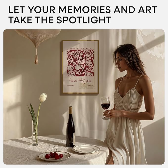 Homeforia 13x19 Picture Frame Bronze, High End Metal 13x19 Brass Poster Frames with Mat 11x17 for Photo, 13 x 19 Frame Matted to 11 by 17 Print, 19x13 Hanging Frame, Tempered Glass, Wall Kit, Set of 3