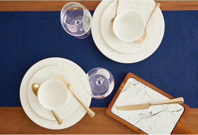 Solino Home Linen Royal Blue Table Runner 72 Inches Long - Athena, 100% Pure Linen Dining Table Runner 14 x 72 Inch - Holiday