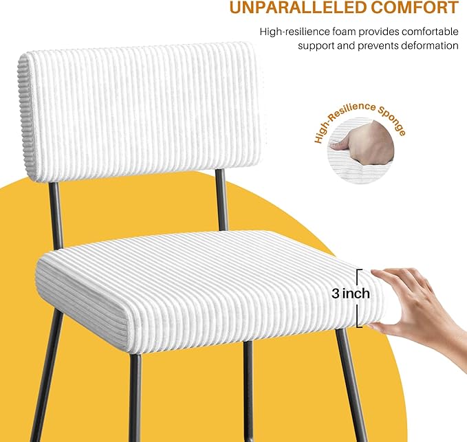 Velvet Dining Chairs Set of 6, Upholstered Dining Room Kitchen Chair with Thick Cushion, Soft Backrest, Metal Legs, Mid Century Modern Accent Side Chair for Home Living Room Bedroom, White