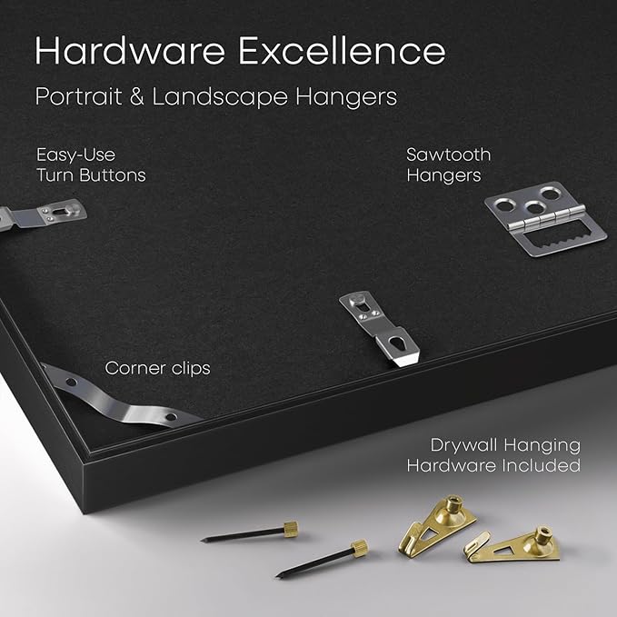 Homeforia 11x18 Black Diploma Frame with Photo, High End Metal 11 x 18 Certificate Frame with Mat for 8.5x11 Diploma and 5x7 Picture, 11by18 Award Graduation Frames, Tempered Glass, Wall Kit, Set of 1