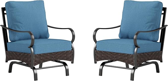 Rocking Patio Sofa Chairs - 2 PCS Outdoor Rocking Armchairs, Patio Seating with High Back Deep Seat for Porch Deck Balcony