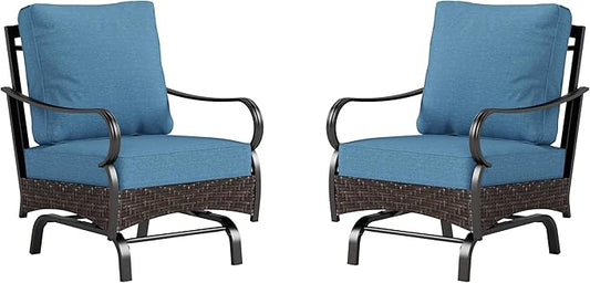 Rocking Patio Sofa Chairs - 2 PCS Outdoor Rocking Armchairs, Patio Seating with High Back Deep Seat for Porch Deck Balcony
