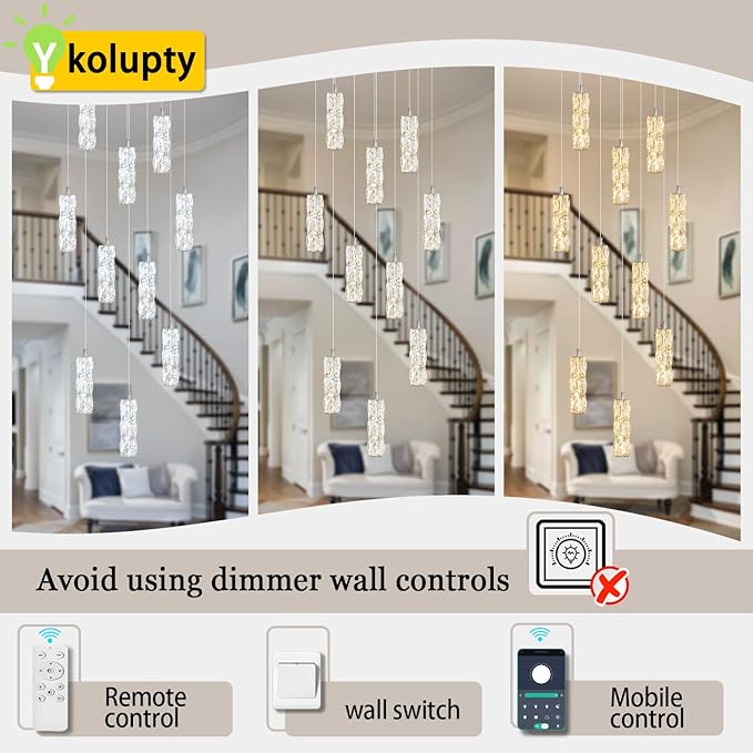 Modern Chandelier, Rectangular Crystal Chandelier Flush Mount Pendant Lighting Chrome Ceiling Light Fixture for Dining, Living Room, Kitchen Island, Bedroom