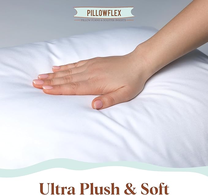 Pillowflex Synthetic Down Pillow Insert - 16x20 Down Alternative Pillow, Ultra Soft, Large Rectangle, Lumbar, Back, Neck, Sleeping Pillow - 1 Decorative Pillow Form