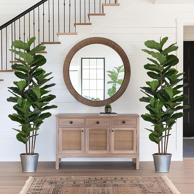 2 Pack Fiddle Leaf Fig Tree - Artificial Ficus Tree with Tall Artificial Plants Large 69 Fiddle Leaves -Fake Trees for Indoor Outdoor Home Decor Living Room