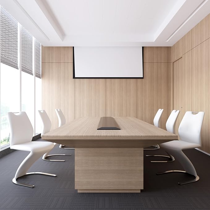 Mermaid Dining Chairs Set of 4, Modern Kitchen Dining Room Armless Upholstered Side Chairs in PU Leather Cushion Seat and Sturdy Metal Legs (4 White)