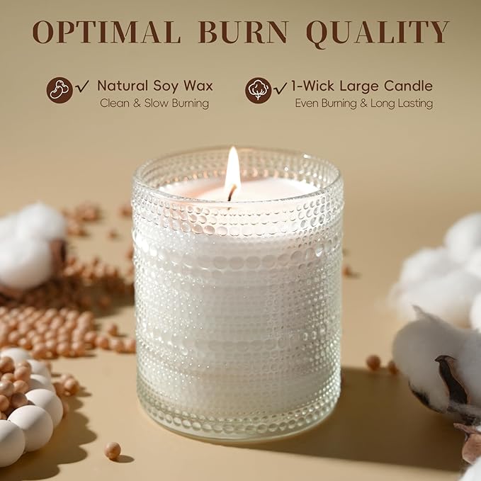 Vanilla Cupcake Scented Candles, Natural Soy Vanilla Candles for Home Scented, Aromatherapy Candles in Glass Over 60 Hours Burn Time Ideal for Gifting