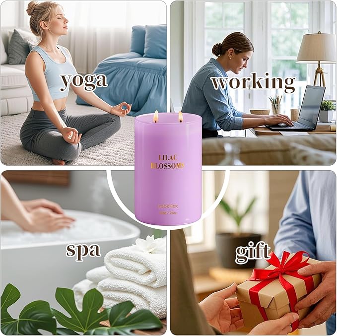 Goodpick Lilac Scented Candle, Mothers Day Soy Wax Candle, 22oz Long Burning 120H for Home Scented, Gifts for Women