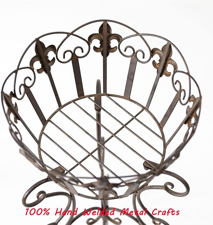 2 Pack Metal Tall Plant Stands, 25 Inch Wrought Iron Plant Stand, Heavy Duty Pot Stand Pedestal Holders, Unique Decorative Potted Planter Display Rack for Indoor Outdoor Garden Patio Lawn