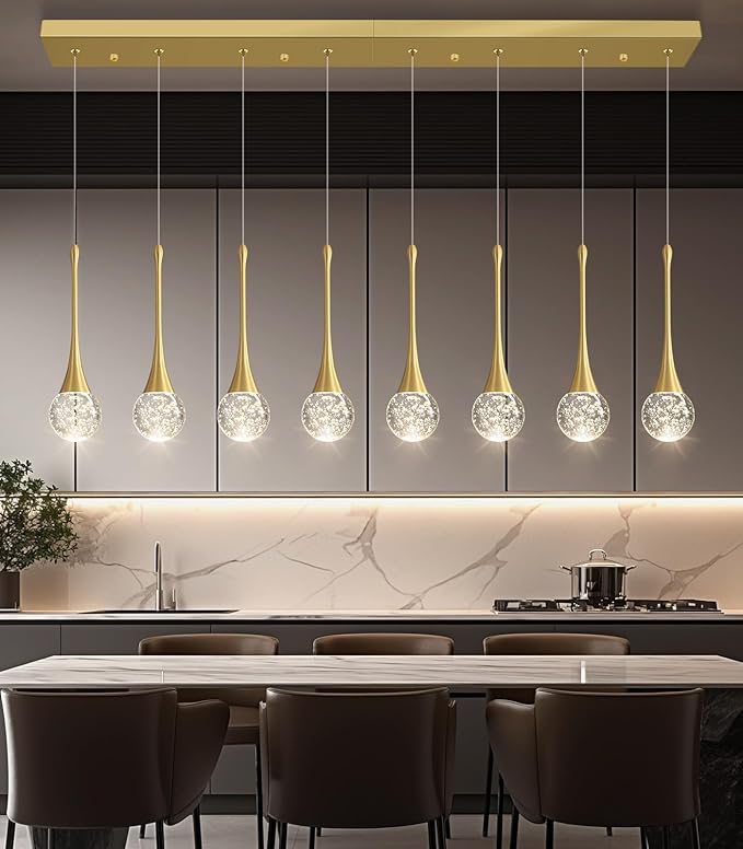 8 Light Modern Glam Crystal Rectangular Chandelier for High Ceiling LED Dimmable Ceiling Pendant Light Kitchen Island Staircase Foyer Enterway Living Room Chandelier Lighting Antique Gold