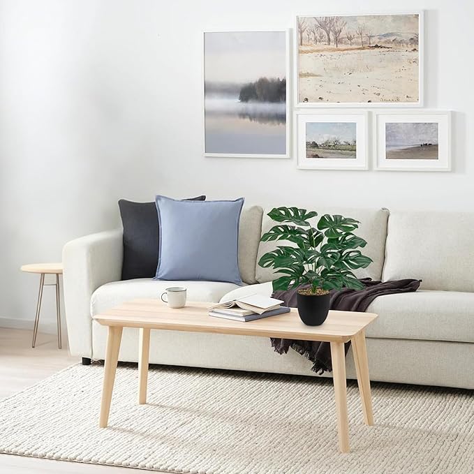 Briful Lush Artificial Monstera Plant - Realistic Green Leaves, Stylish Black Pot, 14.9-Inch Tall, Fake Plants for Home & Office Farmhouse Wedding Decor