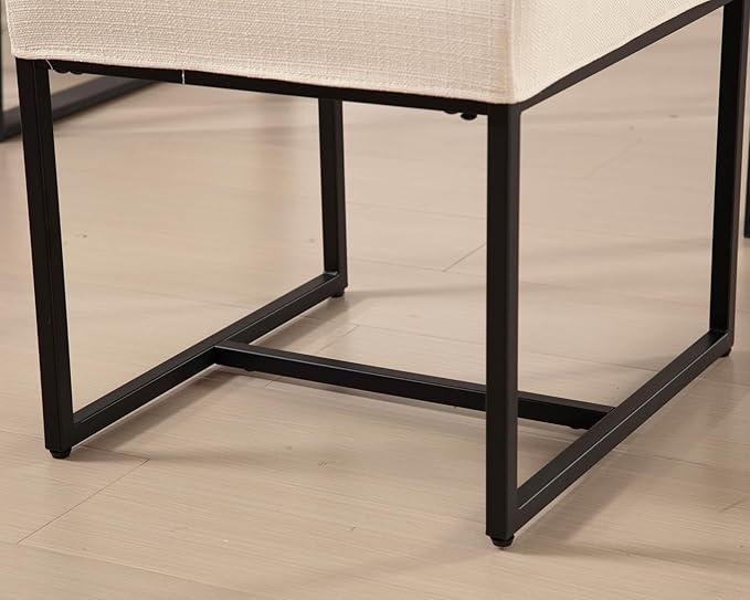 VESCASA Upholstered Dining Chairs Set of 2 with Removable Chair Cover, Mid Century Modern Padded Chair with Black Metal Frame for Restaurant, Dining Room, Kitchen, Linen Cream