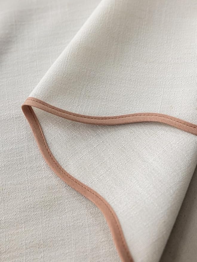 Linen Blend Scalloped/Wavy Trim, Ripple Fold Curtains for Living Room, Bedroom, Home Office, Kids Room & Dining - Light Filtering Curtains - Set of 2 - Oriental Pink, (50" W x 96" L)