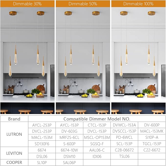 LMQNINE Pendant Lights Kitchen Light Fixtures Dimmable LED Modern Gold Pendant Light Mini Teardrop Crystal Pendant Lighting for Kitchen Island Bedroom Hallway Entryway (2-Light)