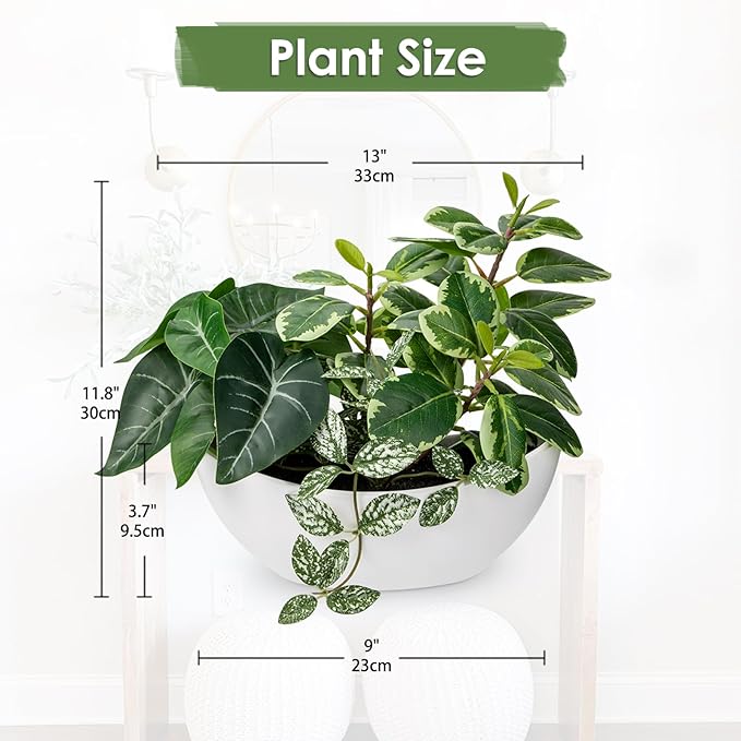 Fake Plants 11.8" Artificial Potted Plant Assorted Faux Plants in Pot Silk Plants Artificial Plants Indoor for Home Living Room Bedroom Bathroom Office Desk Table Centerpieces Shelf Greenery Decor