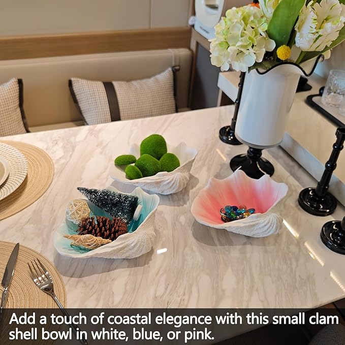 Small White Scalloped Clam Shell Bowl Sea Shell Decor for Nautical Beach House,Coastal Decor Gift of Housewarming and Wedding Party