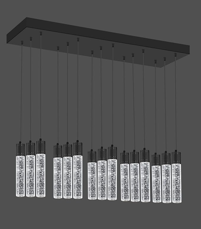 15-Lights Modern LED Pendant Lighting Fixture for Kitchen Island Crystal Chandelier Light Fixtures for Dining Room