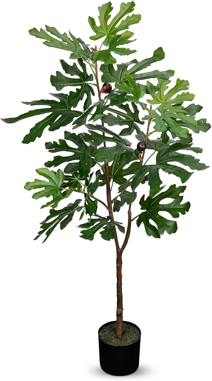 Artificial Sycamore Tree – Faux Indoor Plant for Home & Office Décor, Realistic Green Leaves, 44.9" Potted Fake Tree