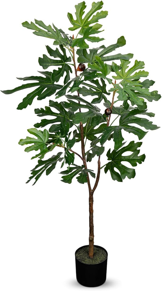 Artificial Sycamore Tree – Faux Indoor Plant for Home & Office Décor, Realistic Green Leaves, 44.9" Potted Fake Tree