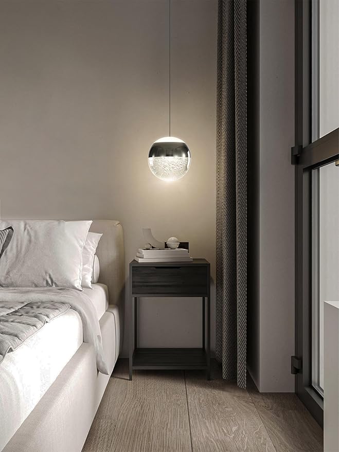 Modern Crystal Chandelier Black Globe Pendant Light Fixture, Mini Globe Ceiling Hanging Light Fixture for Living Room Bedroom Kitchen