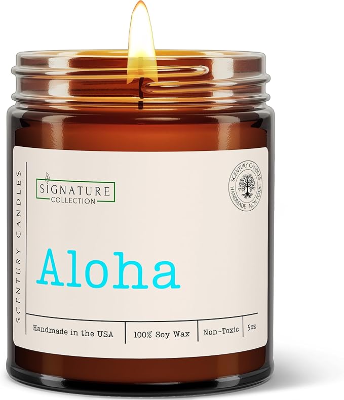 Aloha Scented Candle, Many Scents to Choose from, All Natural Non-Toxic Soy Wax, Handmade in The USA(Aloha)