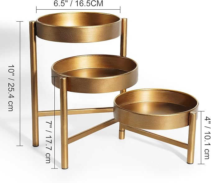 Plant Stand 3 Tier Indoor Metal Flower Shelf Corner Tabletop Holders for Garden Balcony Living Room Bedroom Patio Bronze