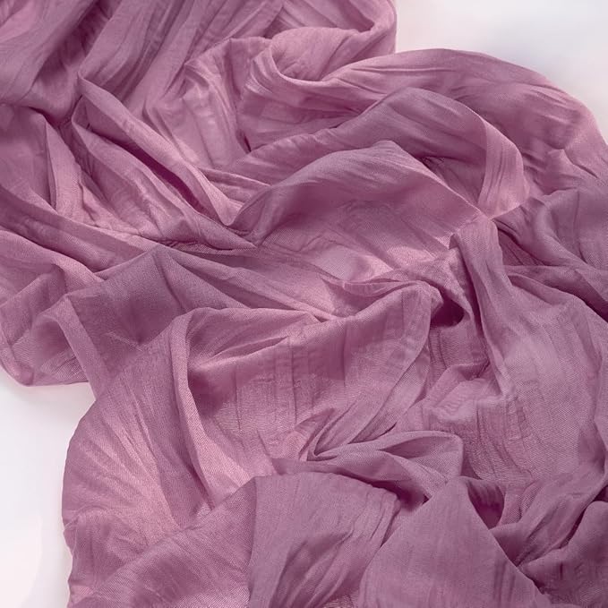 MLMC Purple Table Runner 10ft Rustic Gauze Cheesecloth Fall Table Runner 35x120 Inches Sheer Cheese Cloth Centerpiece for Quinceanera Bridal Baby Shower Boho Wedding Home Decor