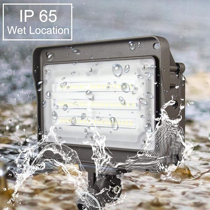 LED Flood Light Outdoor with Dusk to Dawn Photocell, 50W 6500LM IP65 Waterproof Adjustable Knuckle Mount LED Flood Lights 5000K 100-277V ETL Listed