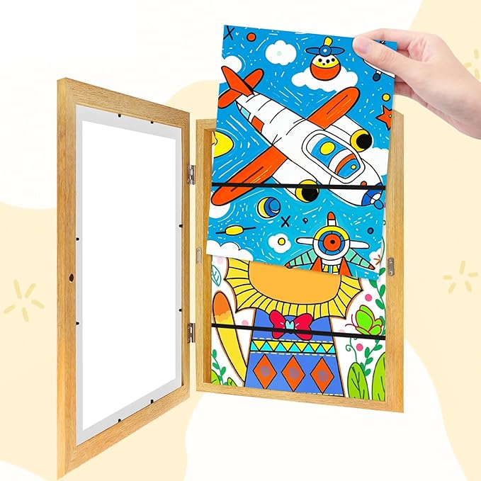 4-Pack Kids Artwork Frames 10x12.5 Front Opening Kids Art Frame for Wall Art work Picture Display Holds 50+ Pcs for Kids Drawings Changeable Frames for Kids' Artwork Storage and Display – Wood