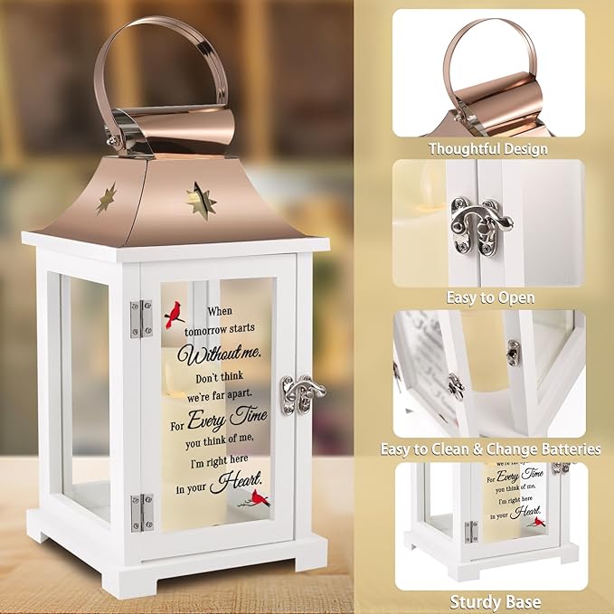 Memorial Lantern, Sympathy Gifts for Loss of Mom/Dad/Loved One, Bereavement Gifts, in Memory of Loved One Lantern,Celebration of Life, Memorial Gifts, Funeral Lantern,When Tomorrow Starts Without me