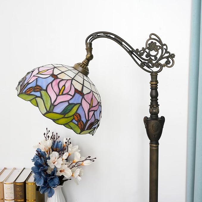 Tiffany Floor Lamp Handcrafted Stained Glass Lamp Calla Lily Adjustable Warm Light Upright Reading Tiffany Style Floor Lamp Suitable For Bedrooms Living Rooms Studies Dining Rooms Retro Home Decoratio
