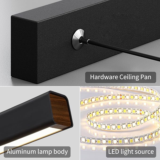 70" LED Linear Pendant Light Fixtures, 25W Dimmable Pool Table Light with Remote, Modern Island Lights for Kitchen Dining Room Living Room Office Bar, 3000k-6000k, Black