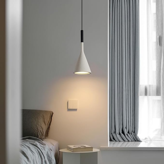 Farmhouse Grey Pendant Light Fixtures 1-Light Concrete Industrial Kitchen Island Pendant Lighting for Dining Room Bedroom Hallway Pendant Ceiling Lamp(2-Pack)