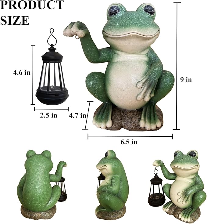 YODY Solar Garden Statues Outdoor Decor- Yard Decorations for Patio, Balcony, Backyard, Lawn Ornaments - Frog Figurines with LED Light- Unique Birthday House Warming Gifts for Women, Mom, Dad