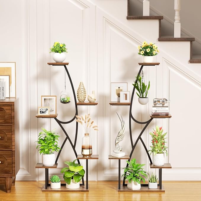 Plant Stand Indoor with Grow Lights - 2 Pack Corner Plant Shelf, 6 Tiered 45" Indoor Plant Stands for Multiple Plants, Plant Rack Display Holder, Flower Stands for Living Room Patio Home