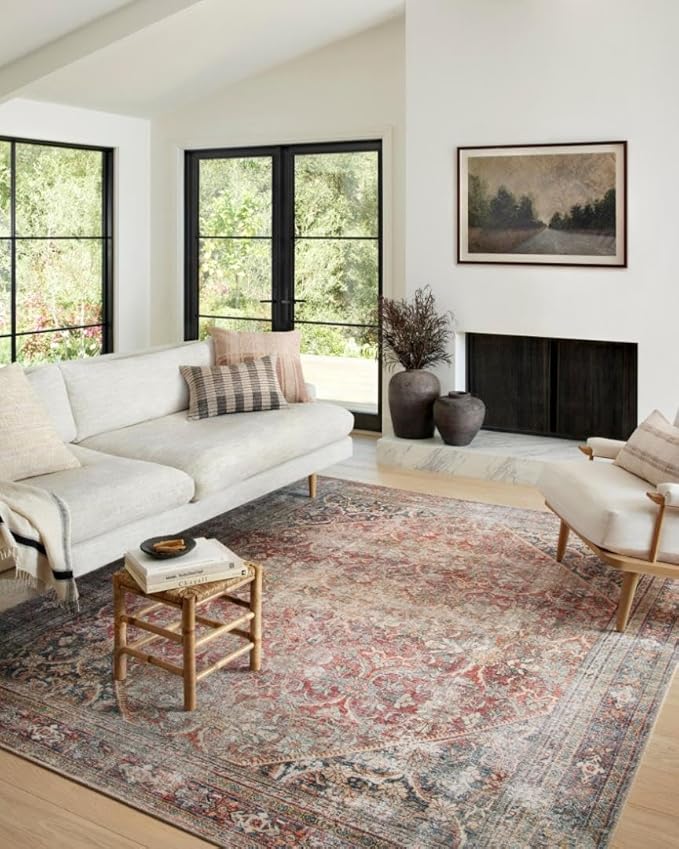 Loloi Amber Lewis Georgie Collection GER-01 Red/Navy 8'-4" x 11'-6", .19" Pile Height, Area Rug