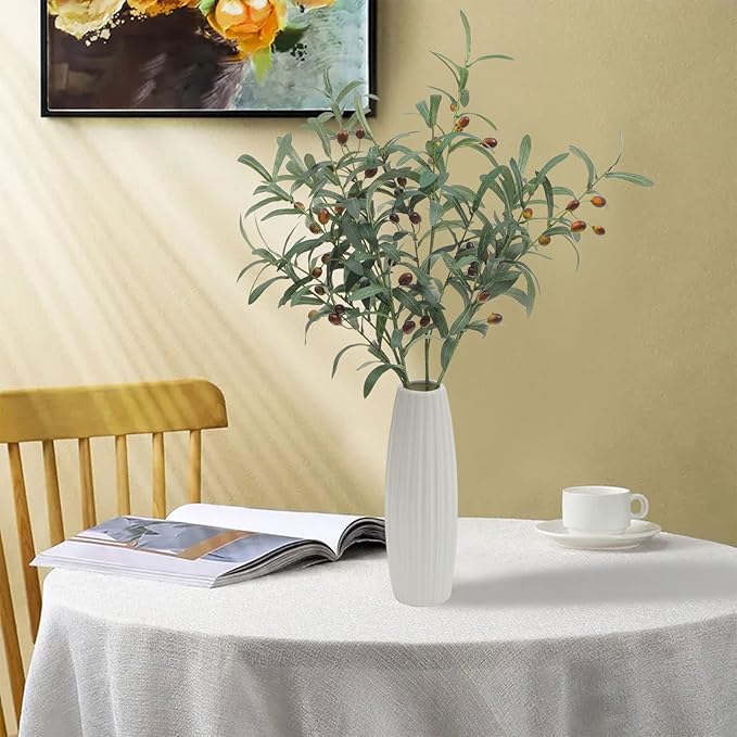 SHACOS 8 PCS Fake Olive Tree Branches Faux Olive Branches for Vase 28 inch Long Stems Artificial Greenery Stems Bulk Green Leaves Plant Twigs Decor