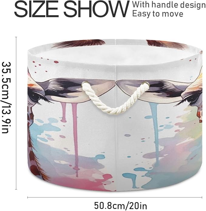 Xigua Large Cotton Rope Storage Basket - Cute Little Giraffe Baby Laundry Hamper for Blankets, Toys, and Storage