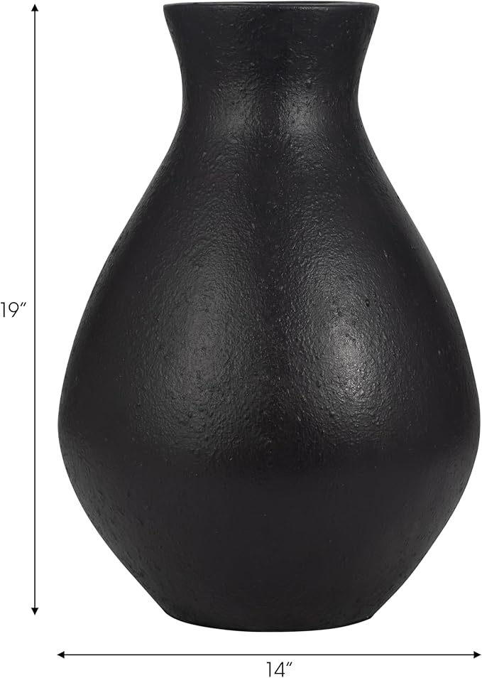 Terracotta, 19" Unique Vase, Black