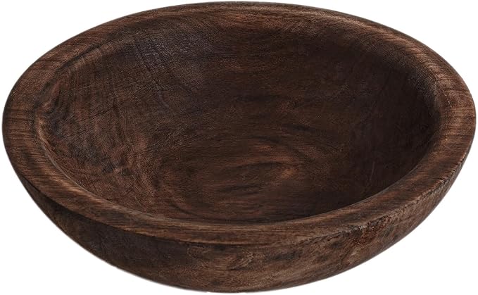 Hand Carved Wooden Decorative Bowl for Home Entryway Decor, Wood Centerpiece Bowl for Coffee Table Decor, Wood Dough Bowl for Farmhouse Decor (Brown)